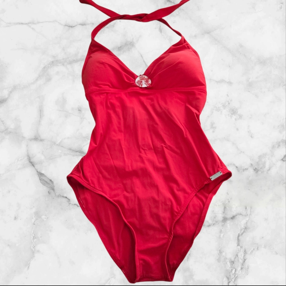 Maryan Mehlhorn Red One Piece Swimsuit